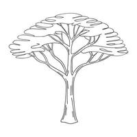 A tree with a single leaf on it is shown in a line drawing vector