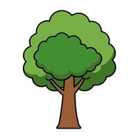 A cartoon tree with green leaves and a white background vector