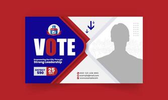 a vote poster with a red, white and blue design vector