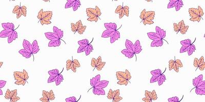 Minimalist seamless pattern featuring pink leaves on a white background. The simple elegant design is perfect for fabric, wallpaper, packaging, giving natural, stylish touch. vector
