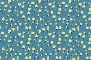 Turquoise pattern with creative intertwined florals stems. Abstract artistic branches with tiny flowers small buds seamless background. hand drawing. Simple ornament for designs, print vector