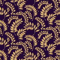 Seamless botanical pattern gold yellow leaves on a dark background. Elegant foliage design ideal for textiles, packaging, home decor, and stationery projects vector