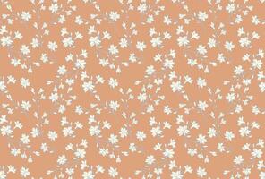 Beige pastel pattern with abstract artistic branches with tiny flowers, small buds, little leaves. Gentle wild fall florals stems background. hand drawing sketch. Simple ornament for designs vector