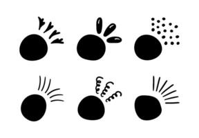 Doodle circle brackets for quotation with sparkle ray elements. Hand drawn round line frame for title headline. Speech bubble blob for dialog. isolated illustration vector