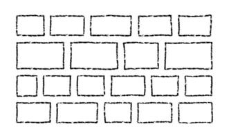 Rectangle frame, line square shape. Chalk box, brush border. Sketch hand drawn outline style. Rough pencil grunge painting vector