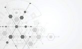 Abstract science template. Technology lines and dots connection background. Wallpaper or banner with a DNA molecules vector