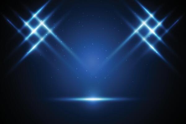 Bright spotlights on stage background