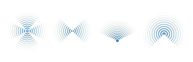 Sonar sound waves icons wireless wifi, radial line media, Radio, radar station signal. Scan, rings circle ripples vector
