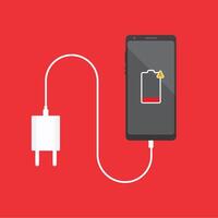 Flat illustration smartphone need power, charging smartphone design concept vector