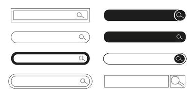Search bar finder, modern frame text box, form with magnifier, interface Menu ui design element. Simple banner, site border. vector