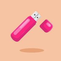 Flat illustration flash disk, usb, data transfer vector