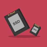 Flat illustration memory card, ssd and mmc card vector