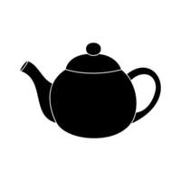 Elegant black teapot silhouette with curved handle and spout illustration isolated on white background. vector