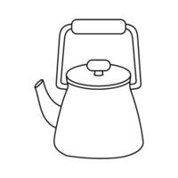 Simple outline drawing of a classic tea kettle with lid and spout. vector