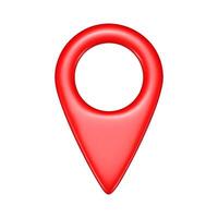 Realistic 3d red geolocation map pin icon front view illustration isolated on white background. vector