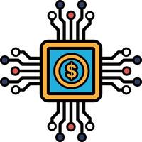 A computer chip with a dollar sign on it vector