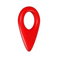 Realistic 3d red geolocation map pin icon turned perspective view illustration isolated on white background. vector
