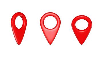 Red Map Pin Icons Set Realistic 3d red geolocation geolocation signs isolated on white background. vector