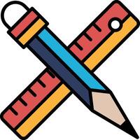 A pencil and a ruler are drawn together in a colorful way vector