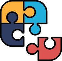 A puzzle piece with a blue and red piece in the middle vector