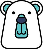 A cartoon polar bear with blue eyes and a blue nose vector