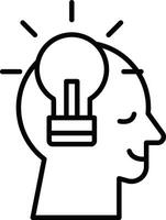 A cartoon head with a light bulb on top of it vector