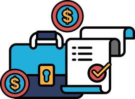 A blue briefcase with a red lock and a red dollar sign vector