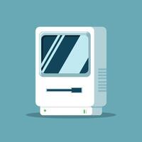 Flat illustration old computer style, old school style, desktop version vector