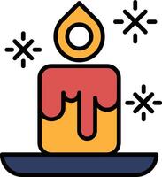 A candle with a red wax dripping from it vector