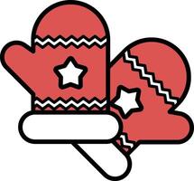 Two red mittens with stars on them vector