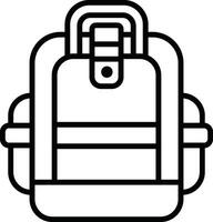 A black and white backpack with a strap vector