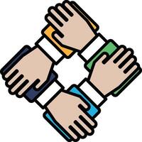 A hand is shown in a square with other hands vector