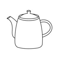 Simple line drawing of a classic teapot icon. Black Outline illustration isolated on white background. vector