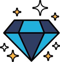 Illustration of diamonds and sparkles in line drawing style vector