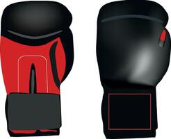 A pair of boxing gloves with red and black trims vector