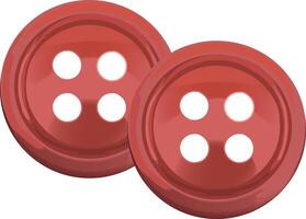Two red buttons with holes on them vector