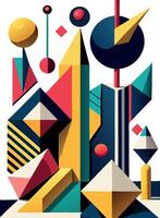 Abstract composition featuring geometric shapes creating three dimensional illusion vector