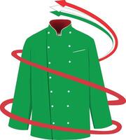 A green chef coat with red and white stripes vector