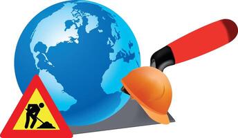 A construction worker is working on the earth vector