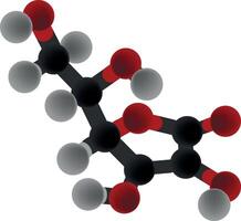 A molecule with red and black spheres vector