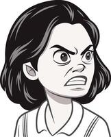 Grumpy woman showing negative emotions with angry facial expression vector