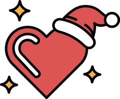 A red heart with a red hat on top of it vector