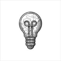Light bulb sketch drawing artwork handmade illustration vector