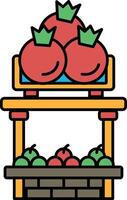 A fruit stand with a variety of fruits including apples and pears vector