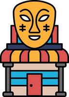 A building with a mask on top of it vector