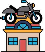 A building with a motorcycle on top of it vector