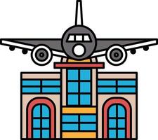 A large building with a large airplane on top of it vector