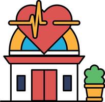 A building with a heart on it and a red line on it vector