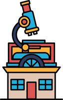 A colorful building with a microscope on top vector
