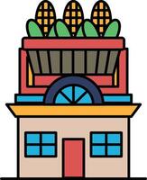 A colorful building with a window and a door vector